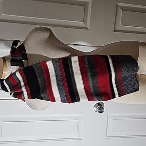 ST.JOHN Bay, winter scarf red,black, white, and gray. Soft, cozy, and warm.